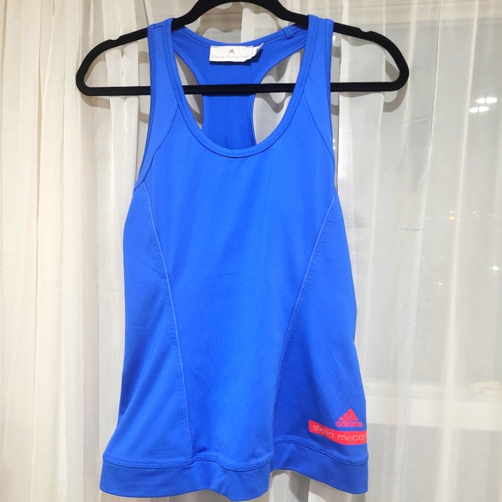 Adidas Stella McCartney Workout Tank Top Sz M Blue Racerback Stretch Yoga